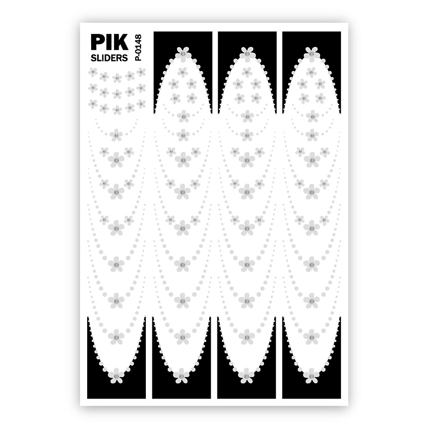 Изображение товара PIK Слайдеры для ногтей P-148 Цветочный френч белый Фольга, 1 шт.