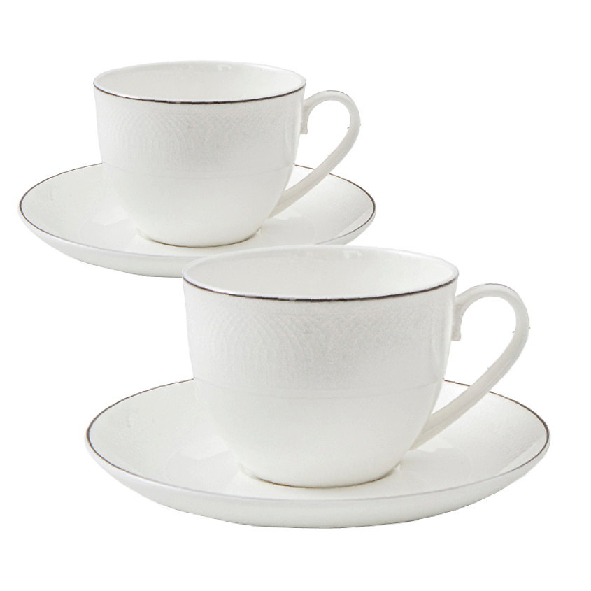 Изображение товара MANDARIN DECOR Чайная пара, набор из 2 чашек с блюдцем, цвет: белый