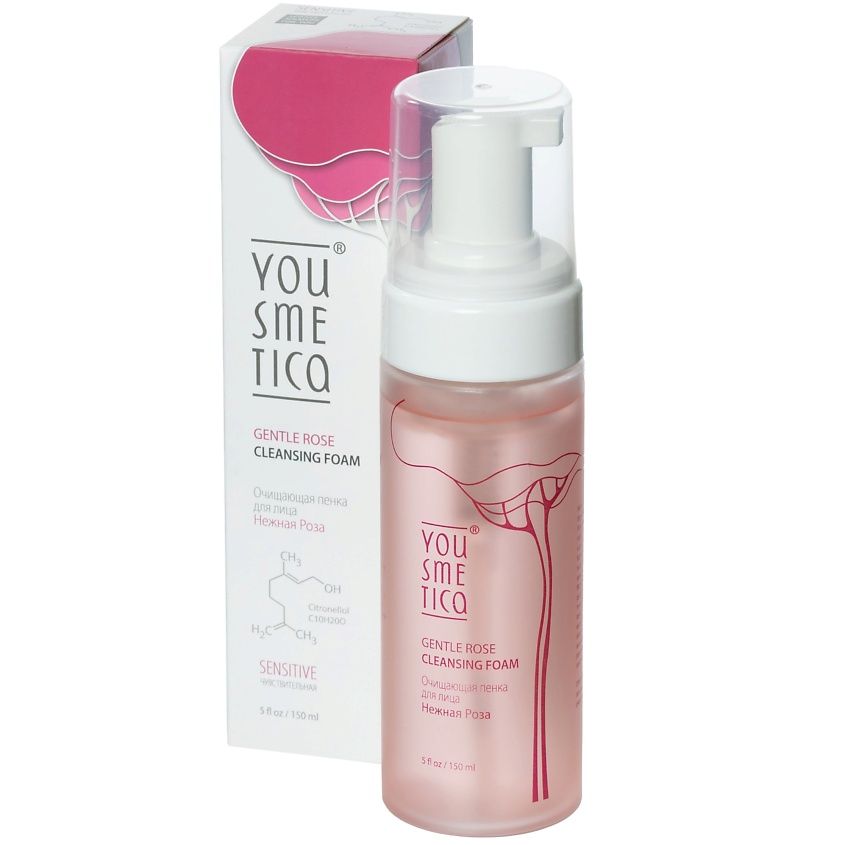 Изображение товара YOUSMETICA Очищающая пенка для лица Нежная Роза, 150 мл