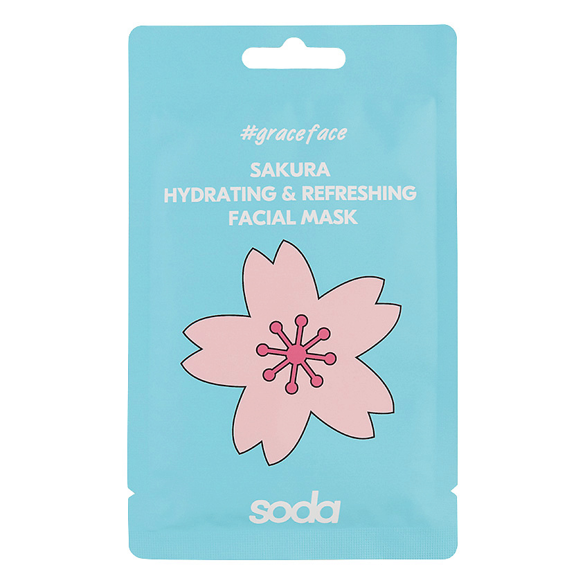 Изображение товара SODA Тканевая маска для лица "Сакура - увлажняющая и освежающая", 28 мл