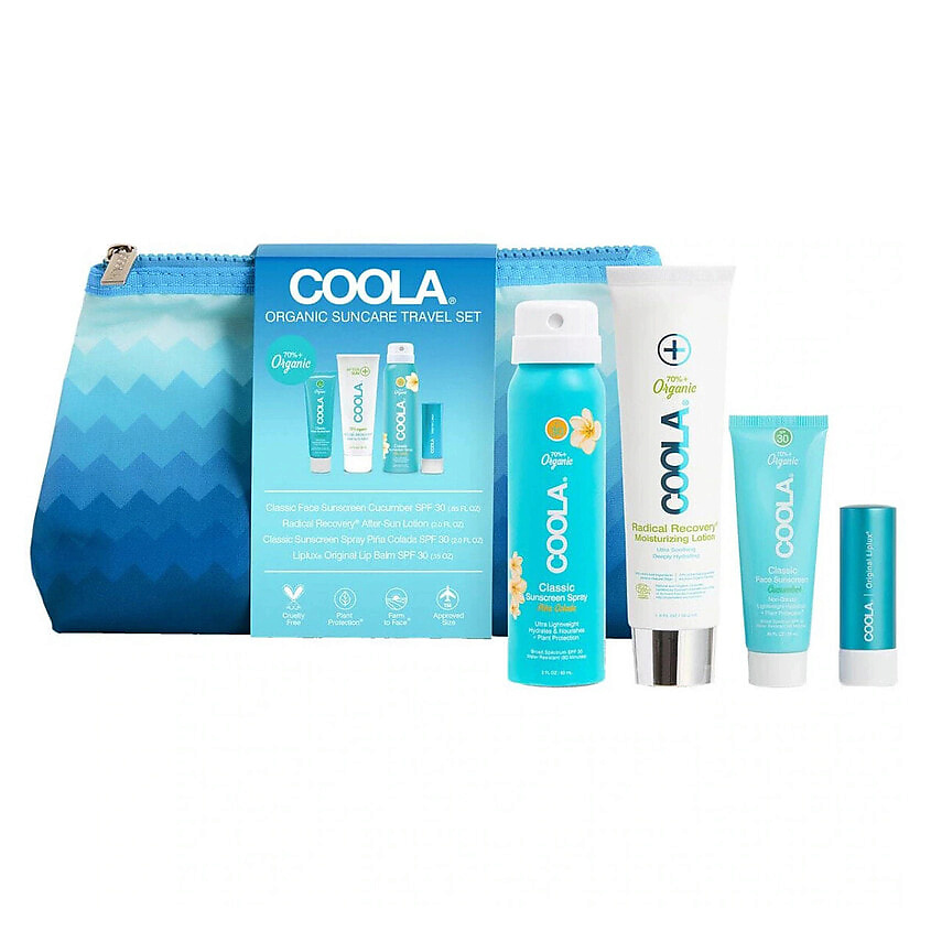 Изображение товара COOLA Набор средств по уходу за кожей Suncare Travel Essentials Set, 60 мл + 25 мл + 4,2 г + 56,2 мл