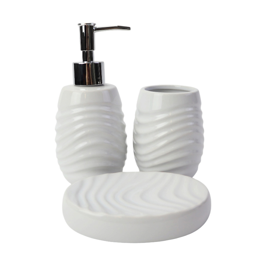 Изображение товара ND PLAY Набор для ванной Wave (диспенсер,стакан,мыльница), Белый