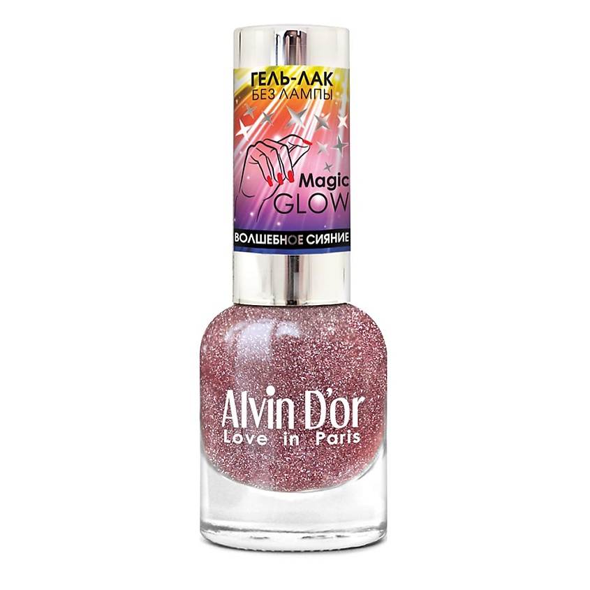 Изображение товара Лак для ногтей ALVIN D'OR MAGIC GLOW 09 Розовый с светоотражающими частицами