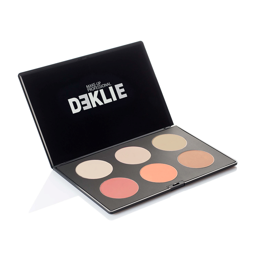 Изображение товара DE KLIE Компактная пудра с румянами палитра 6 оттенков профессиональный макияж