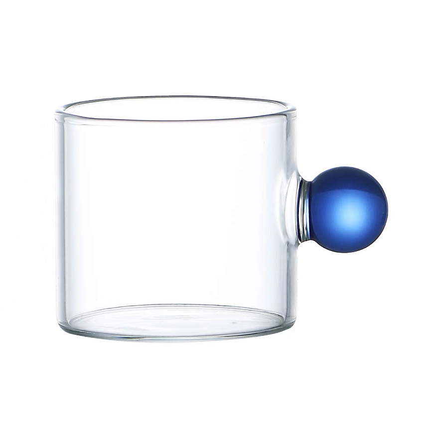 Изображение товара MANDARIN DECOR Кружка стеклянная для чая и кофе, цвет: прозрачный, синий; 350 мл