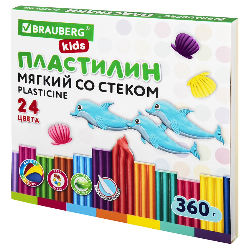 Изображение товара BRAUBERG Пластилин мягкий восковой KIDS, 24 цв.