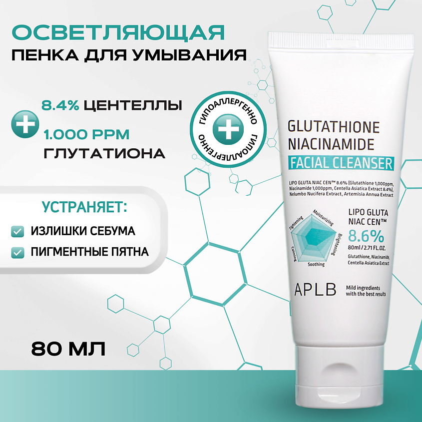 Изображение товара APLB Пенка с глутатионом и ниацинамидом Glutathione Niacinamide Facial Cleanse, 1 шт.