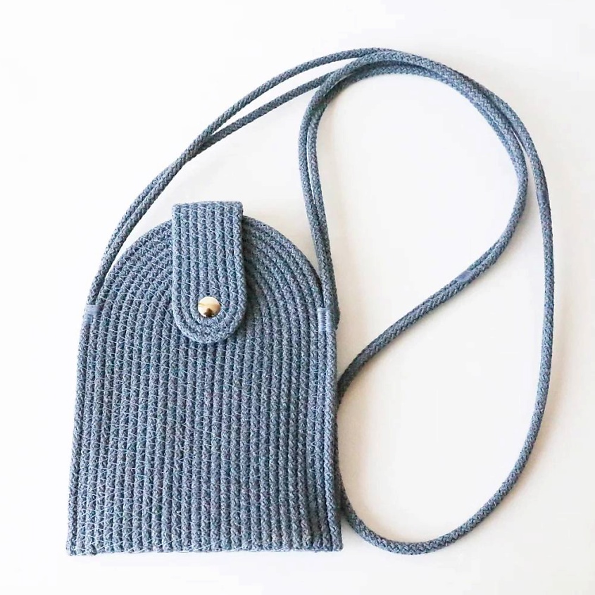 Изображение товара OLALA HOME Сумка для телефона голубая кросс-боди из хлопкового шнура