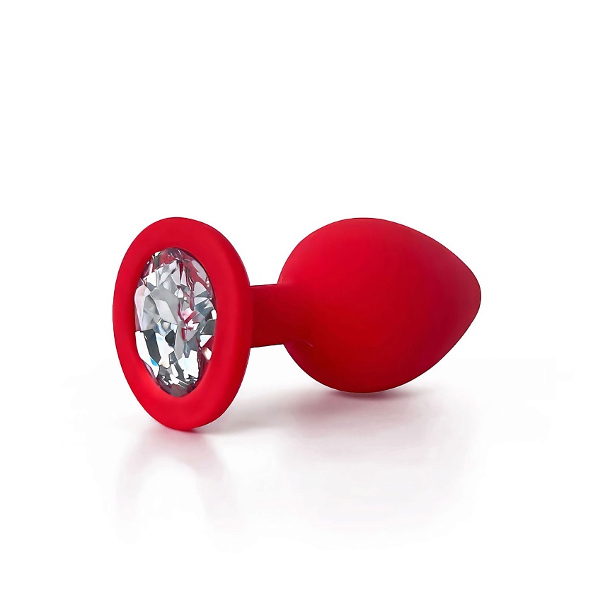 Изображение товара LE FRIVOLE Анальная пробка силиконовая красная с белым кристаллом Fantasy Toys, 1 шт.