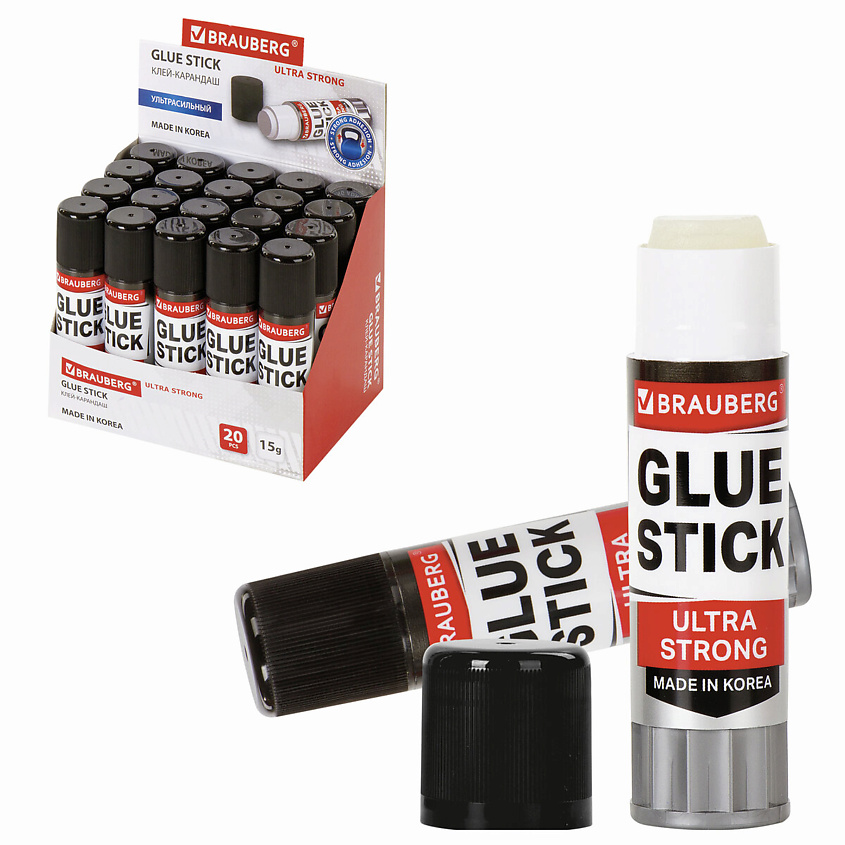 Изображение товара BRAUBERG Набор клей-карандашей усиленных Ultra Strong, цвет: Белый, 20 набор