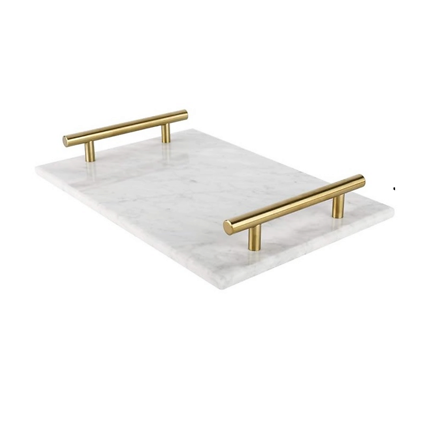 Изображение товара НАТУРКАМЕНЬ Поднос декоративный мраморный на кухню, 1 шт.; цвет: белый; размер: 30х20 см.