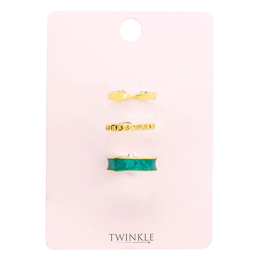 Изображение товара TWINKLE Набор колец GOLD AND GREEN, 3 шт.
