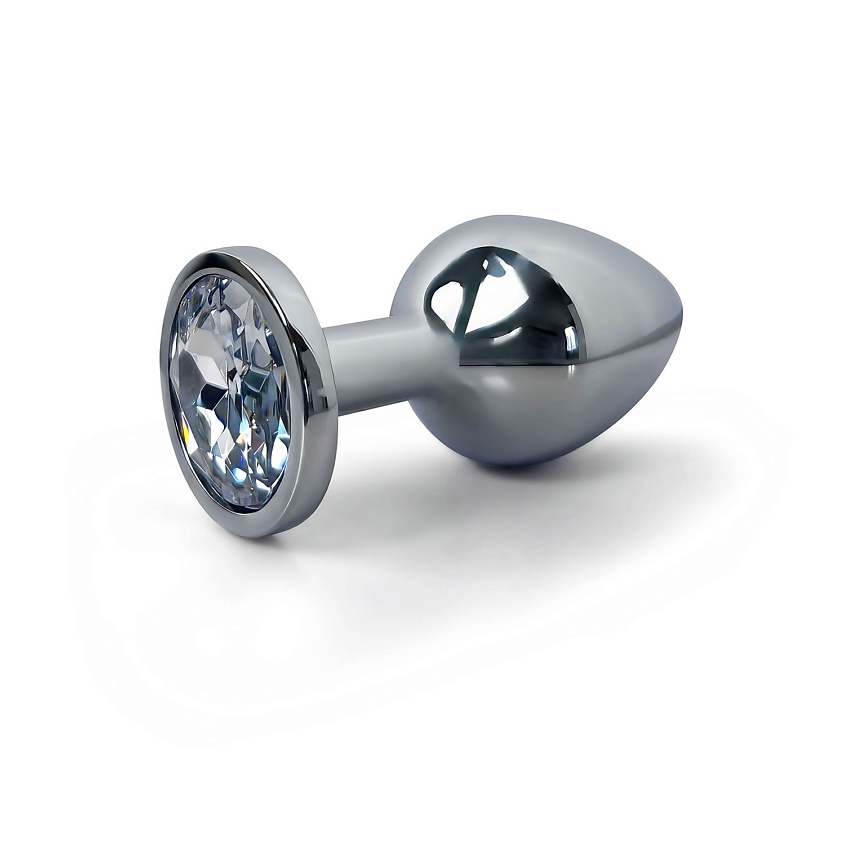 Изображение товара Анальная пробка металлическая с белым кристаллом Fantasy Toys Мереднего размера