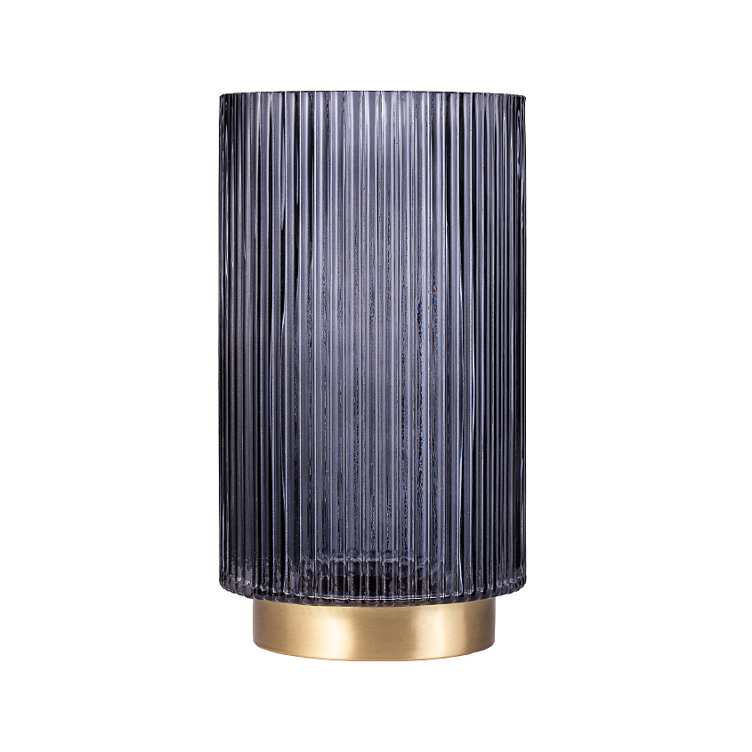 Изображение товара MANDARIN DECOR Стеклянная ваза для цветов и сухоцветов декор дома, 25 см; цвет: серый