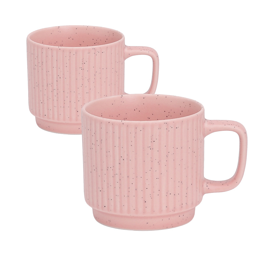 Изображение товара MANDARIN DECOR Набор керамических кружек для чая и кофе, цвет: розовый; 320 мл
