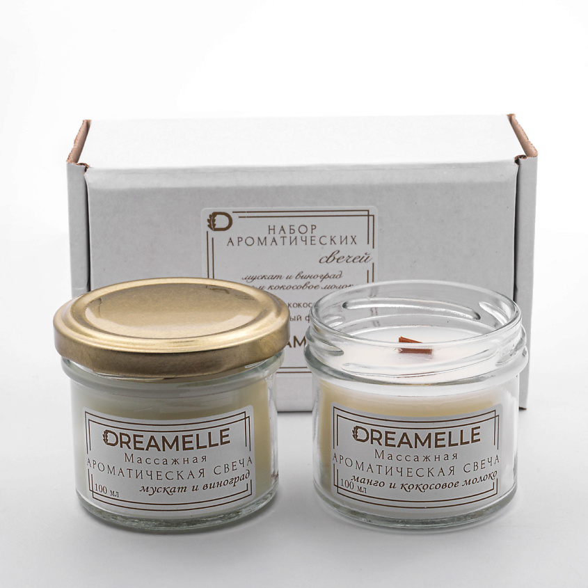 Изображение товара DREAMELLE Ароматическая свеча Манго и кокосовое молоко 150 мл, экологичная