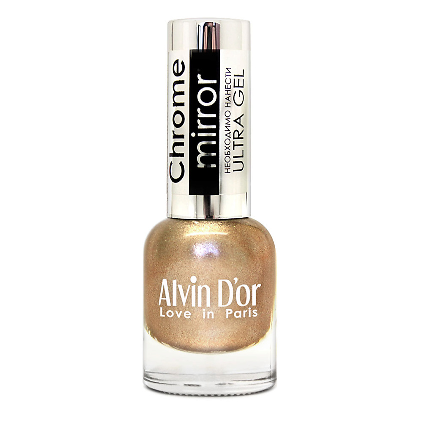 Изображение товара ALVIN D'OR Лак для ногтей CHROME MIRROR 01 Зеркальное серебро Желтый