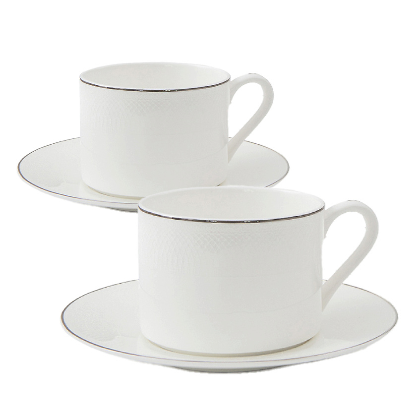 Изображение товара MANDARIN DECOR Чайная пара, набор из 2 чашек с блюдцем, цвет: белый