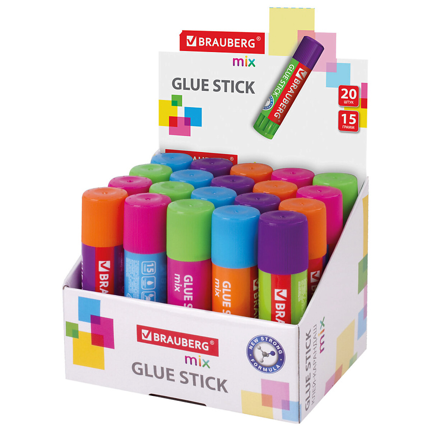 Изображение товара BRAUBERG Набор клей-карандашей Mix, цвет: Комбинированный, 20 набор