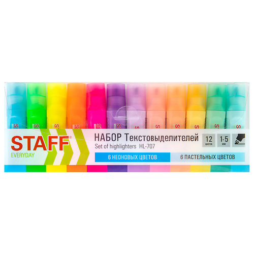 

STAFF Текстовыделители HL-707 12шт, ассорти, Текстовыделители HL-707 12шт, ассорти