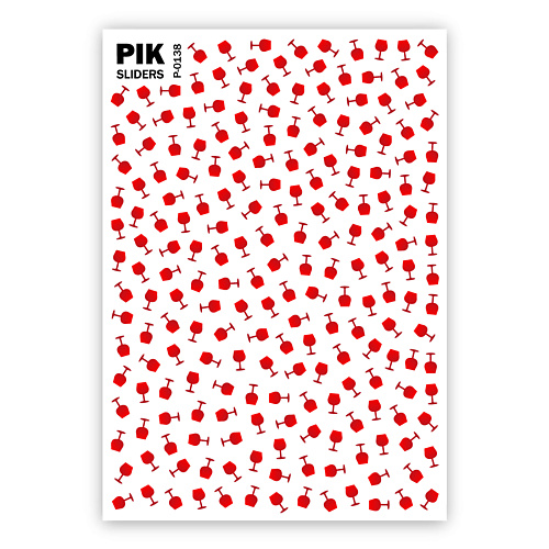 

PIK Слайдеры для ногтей P-138 Бокалы вина Фольга, Слайдеры для ногтей P-138 Бокалы вина Фольга