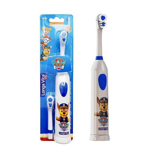 

LONGA VITA Зубная щетка детская Paw Patrol ротационная + 2 насадки, для детей от 3-х лет, Зубная щетка детская Paw Patrol ротационная + 2 насадки, для детей от 3-х лет