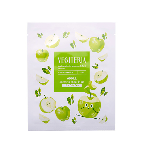 Маска для лица VEGITERIA Успокаивающая тканевая маска для лица APPLE