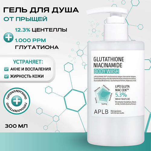 

APLB Гель для душа с глутатионом и ниацинамидом Glutathione Niacinamide Body Wash, Гель для душа с глутатионом и ниацинамидом Glutathione Niacinamide Body Wash
