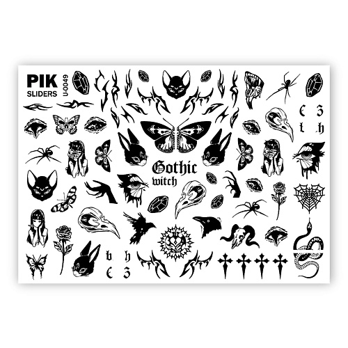 

PIK Слайдеры для ногтей P-049 Готика, Слайдеры для ногтей P-049 Готика
