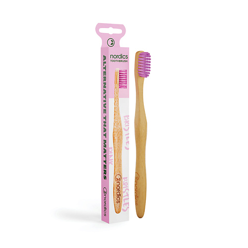

NORDICS Зубная щетка бамбуковая Pink Bristles, Зубная щетка бамбуковая Pink Bristles