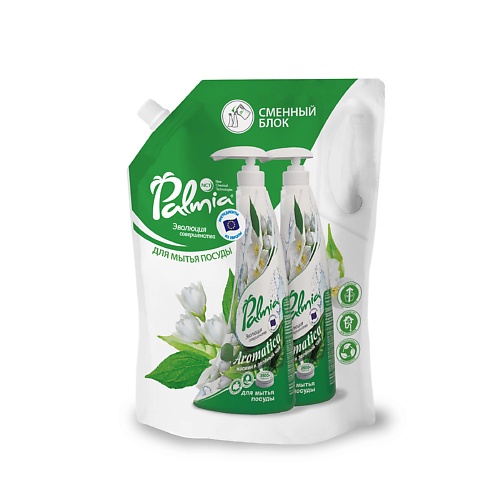

PALMIA Средство для мытья посуды с ароматом зеленого чая и жасмина Aromatica, Средство для мытья посуды с ароматом зеленого чая и жасмина Aromatica