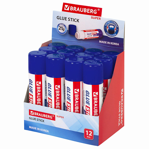 

BRAUBERG Набор клей-карандашей усиленных Super 12, Набор клей-карандашей усиленных Super