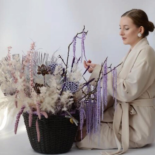 

VLSHBN FLOWERS STATE Композиция из сухоцветов с амарантом, Композиция из сухоцветов с амарантом