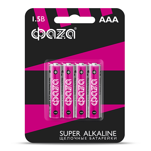 Батарейки ФАZА Батарейки Щелочные Super Alkaline LR03, BL-4, бл 4 шт.