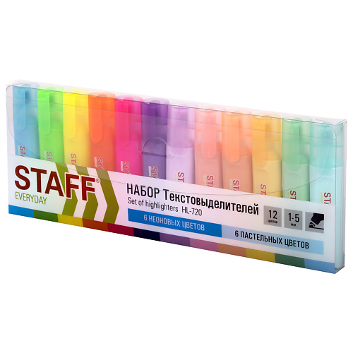 

STAFF Текстовыделители HL-720 12шт, ассорти, Текстовыделители HL-720 12шт, ассорти