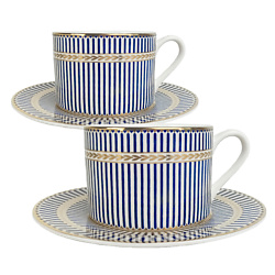 Чайная пара, набор из 2 чашек с блюдцем