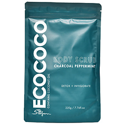 Скраб для тела для детокса и бодрости Уголь и Мята Body Scrub Charcoal Peppermint