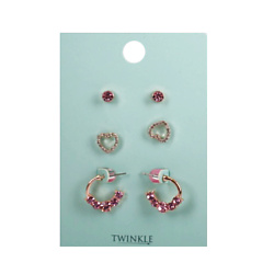 Серьги набор из 3 пар Pink Heart