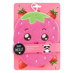 DEAR MOLLY Мочалка-варежка для тела "Клубничка" Bath Washing Glove Strawberry