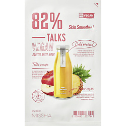 Маска тканевая MISSHA Talks Vegan отшелушивающая смягчающая кожу с экстрактами яблока и ананаса