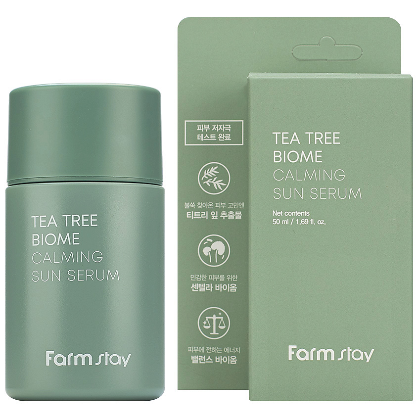 Farmstay Tea Tree Biome Calming Sun Serum SPF45++ 50ml