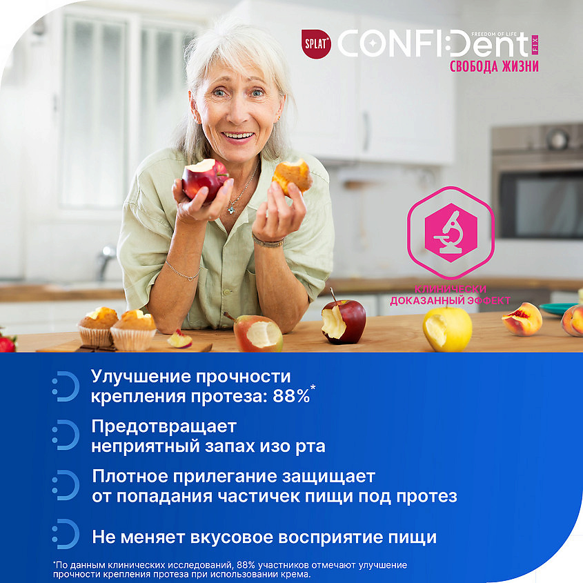 SPLAT Крем для всесторонней фиксации зубных протезов с нейтральным вкусом Confident Fix – фото 12