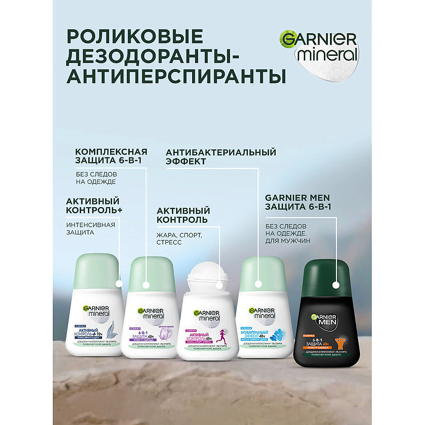 GARNIER Дезодорант-антиперспирант роликовый для тела женский Активный контроль 48ч Mineral – фото 4