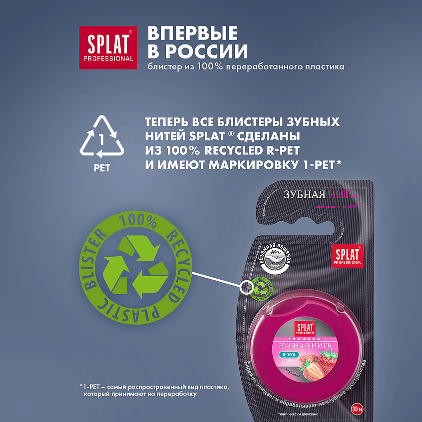 SPLAT Объемная зубная нить с ароматом клубники Professional DentalFloss – фото 4