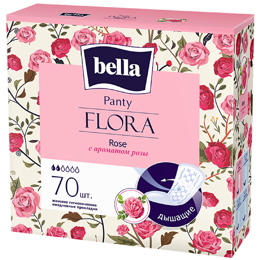 Изображение товара Ежедневные женские прокладки BELLA Panty FLORA Rose 70 шт редкий комфорт и защита
