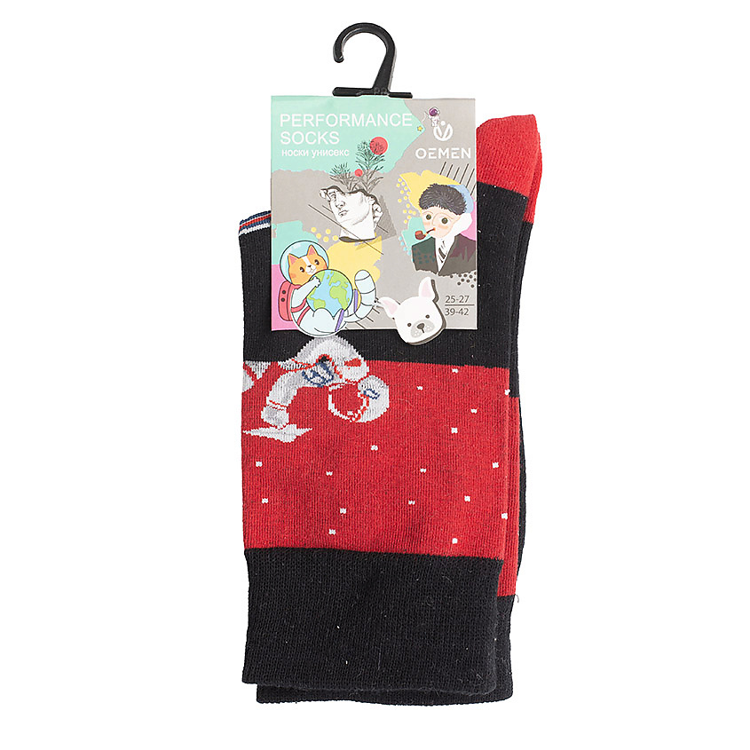 Изображение товара OEMEN Носки унисекс PM409 черный/красный 20 см
