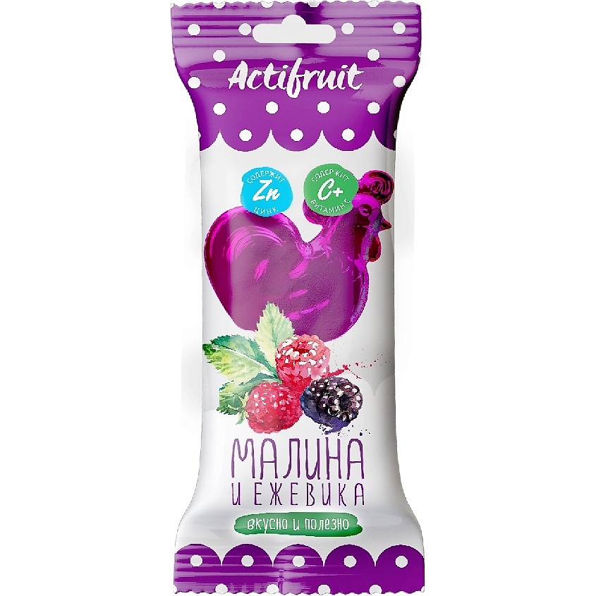 Изображение товара АКТИФРУТ Леденцовая карамель с Цинком и витамином С ПЕТУШОК со вкусом малины и ежевики, 17 г