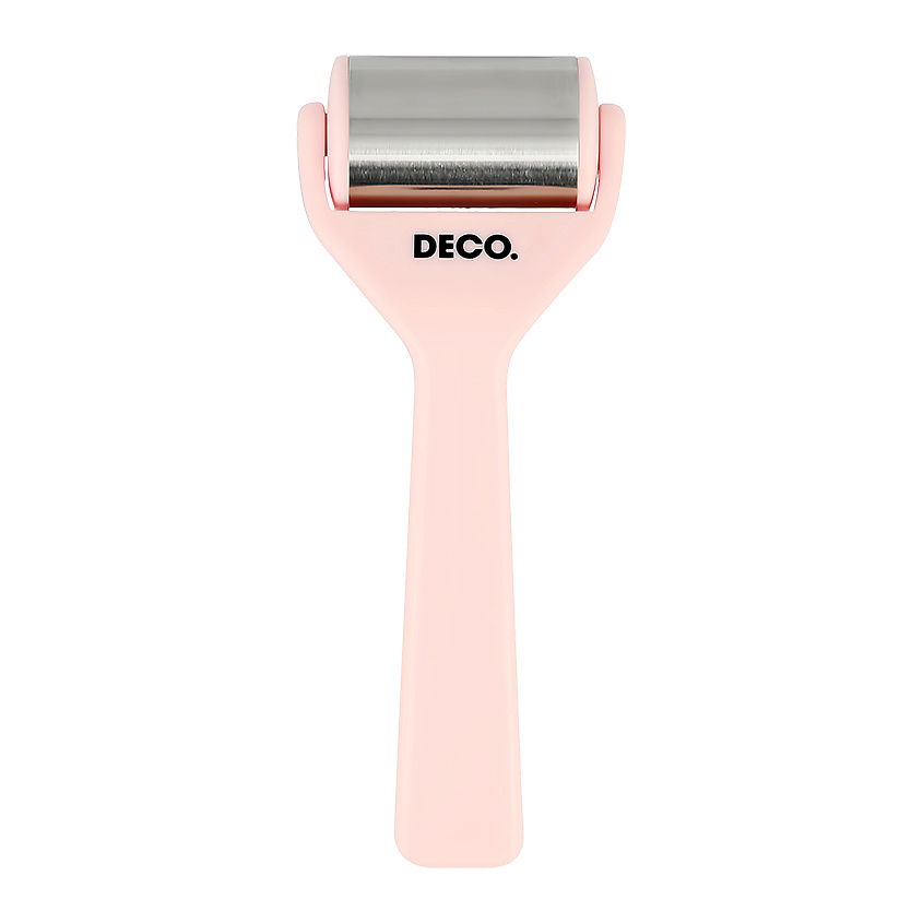 Изображение товара Металлический роллер для лица DECO, антиотечный и тонизирующий массажер розовый