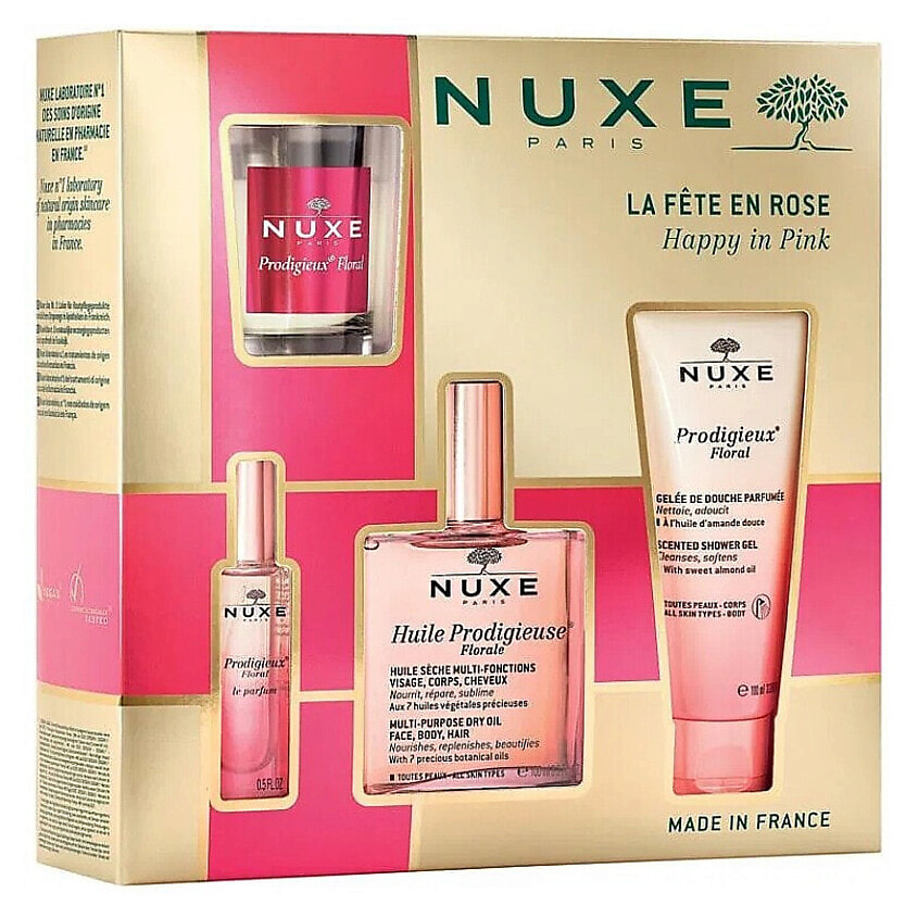 Изображение товара Набор NUXE Happy In Pink: масляное средство, парфюм, гель и свеча для женщин