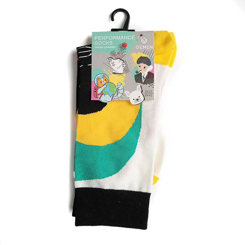 Изображение товара OEMEN Носки унисекс PW712 25-27 красные розовые мятные яркий дизайн